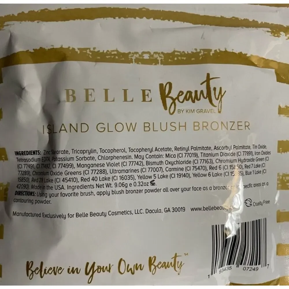 Belle Beauty Blushabelle ISLAND GLOW Blush Bronzer Kim Gravel 0.32 oz NEW